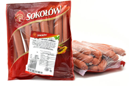 Сосиски Hot dog c индюком и чесноком Sokołów